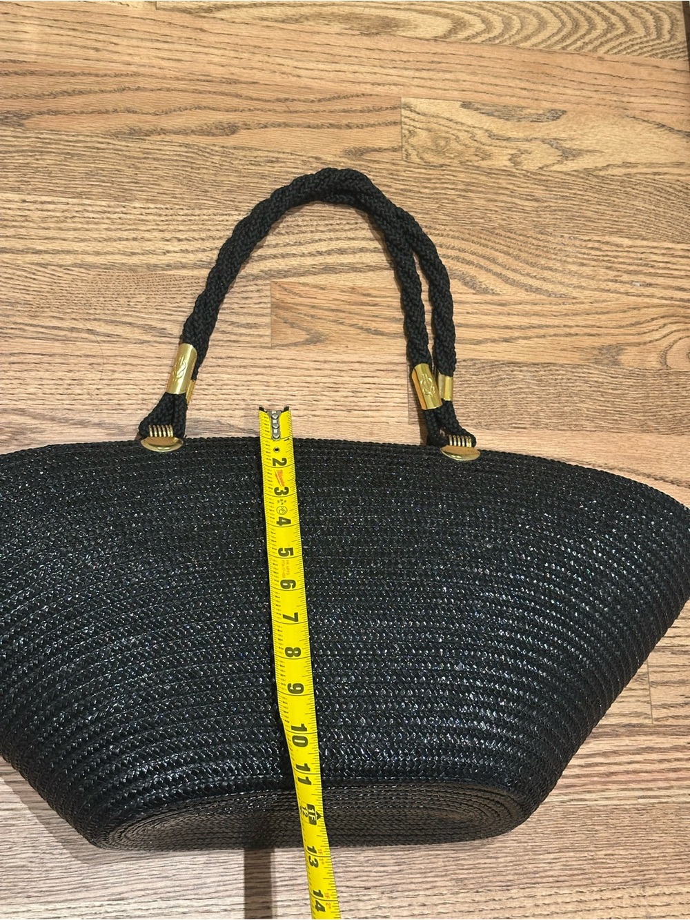 Black Woven Tote Bag - Classic Handheld Style - Picture 14 of 15